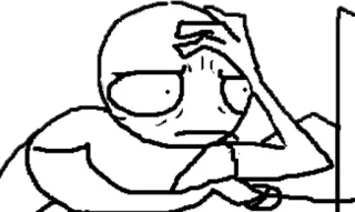 😞 meme, stick figure, confused, computer, stressed, internet telegram sticker