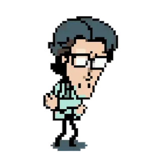 😷 pixel art, scientist, man, glasses, character telegram sticker