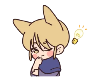 💡 cartoon, anime, lightbulb, thinking, idea, cute, ears, kawaii telegram sticker