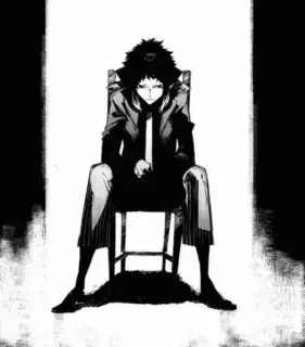🕷 Anime, Manga, Seduto, Oscuro, Sedia telegram sticker