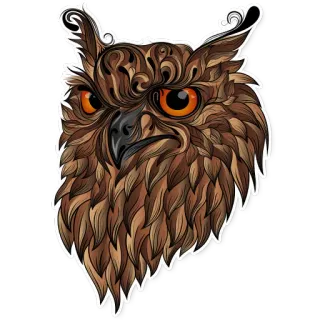😳 owl, bird, animal, sticker, brown, nature, wildlife telegram sticker