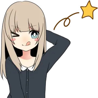 😉 Anime, Dibujos animados, Lindo, Chica, Estrella telegram sticker