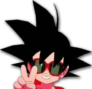 ✌️ Goku Dragon Ball 悟空, ドラゴンボール, アニメ, ピースサイン, サングラス telegram sticker