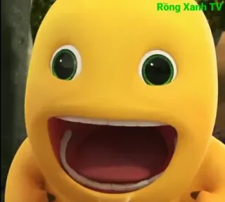 🦖 Rong Xanh TV cartoon, yellow, face, mouth whatsapp sticker