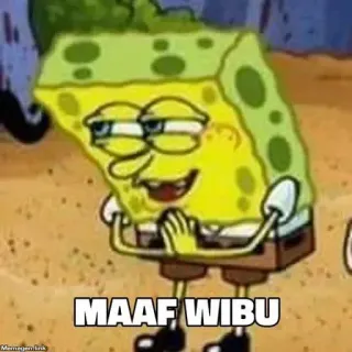 ➖ Spongebob Squarepants MAAF WIBU Spongebob, Meme, Excuse, Dessin animé, Wibu, Animé telegram sticker