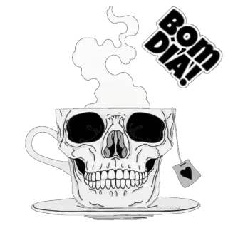 ☕️ Bom Dia! หัวกะโหลก, กาแฟ, ชา, เช้า, ทักทาย telegram sticker