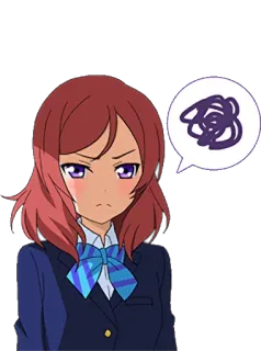 😠 애니메이션, 여자, 혼란스러움, 짜증, 교복 telegram sticker