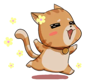 😄 Katze, Cartoon, gelbe Blume, süß, Tier telegram sticker
