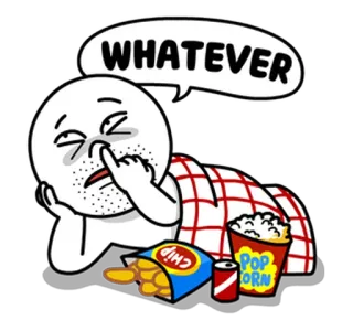 🙄 WHATEVER Мультик, Все равно, Ленивый, Перекус, Безмятежный, Сонный telegram sticker