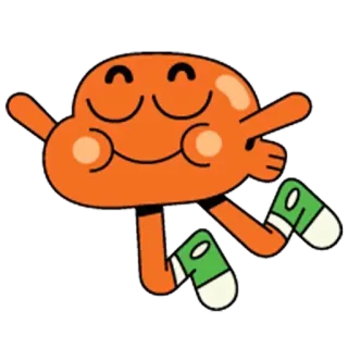 🦅 Darwin Watterson The Amazing World of Gumball dessin animé, poisson, joyeux, personnage, animation, orange telegram sticker
