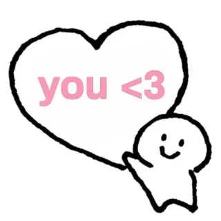 💞 you <3 сердце, любовь, милый, привет, мультфильм, привязанность, сообщение telegram sticker
