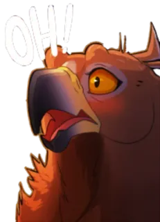 🅾️ OH! animal, desenho animado, grifo, chocado, surpresa whatsapp sticker