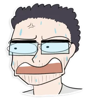 😱 sweating, nervous, cartoon, worried, anxious, scared telegram sticker