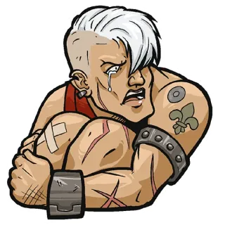 😭 Cartoon, Weinen, Traurig, Narben, Verletzt telegram sticker