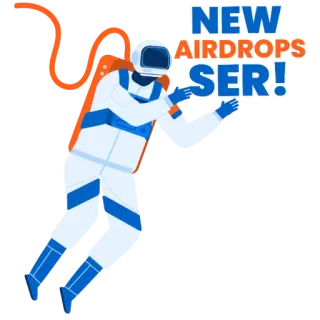 👐 NEW AIRDROPS SER! astronaut, airdrops, krypto, weltraum, digitale kunst, ser telegram sticker