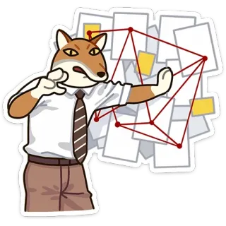 ☝ renard, détective, enquête, bureau, complot, anthropomorphe whatsapp sticker