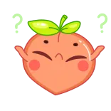 ❓ melocotón, lindo, fruta, dibujos animados, kawaii, adorable whatsapp sticker