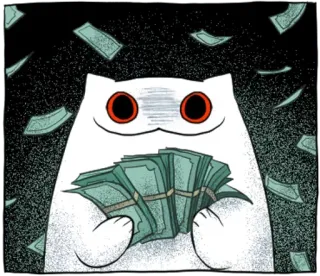 🔴 cat, money, cash, rich, cartoon, wealth telegram sticker