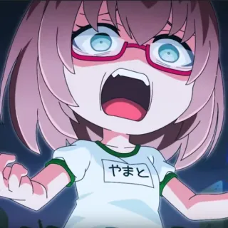 😱 やまと Anime, Schreien, Brille, Mädchen, Yamato whatsapp sticker