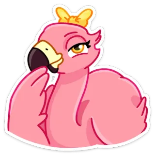 🤔 フラミンゴ, 鳥, ピンク, 動物, 漫画, 可愛い, ステッカー telegram sticker