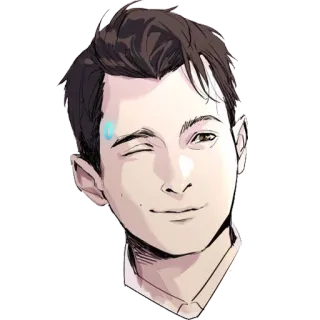 😉 Connor Detroit: Become Human android, wink, connor, detroit become human, fanart telegram sticker