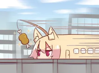 🦊 Anime, Desenho animado, Comida, Trem, Fofo, Rápido telegram sticker