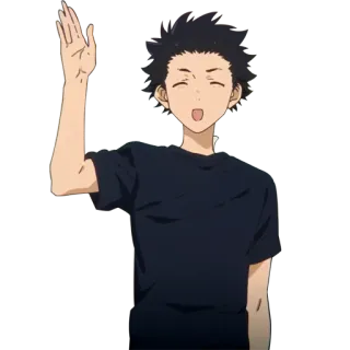 ✋ Anime, Dibujos animados, Personaje, Chico, Saludando, Sonriendo whatsapp sticker
