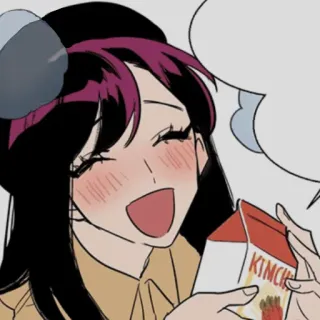 ☺ KINCH Anime, Cartoon, Mädchen, Essen, Kimchi, Asiatisches Essen whatsapp sticker