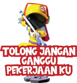 👨‍🦯 TOLONG JANGAN GANGGU PEKERJAAN KU cartoon, construction, helmet, worker telegram sticker