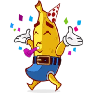 🎉 바나나, 파티, 축하, 만화, 과일, 이모지 telegram sticker