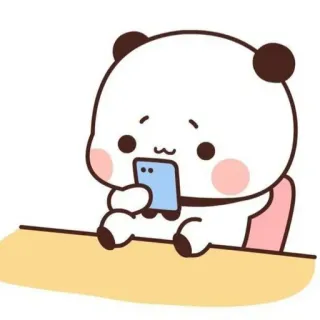 🍃 panda, cartoon, cute, kawaii, phone, animal telegram sticker