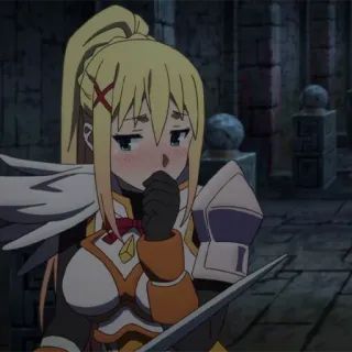 🛡 Darkness Konosuba アニメ, キャラクター, ダクネス, このすば, 金髪, 鎧, 女の子 telegram sticker