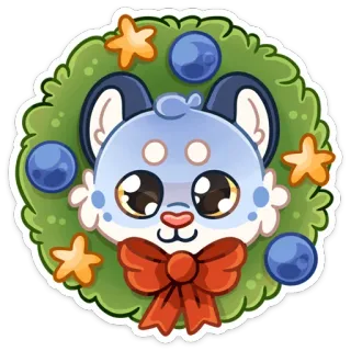 ☺️ สัตว์, พวงหรีด, คริสต์มาส, น่ารัก, ดาว, โบว์ whatsapp sticker