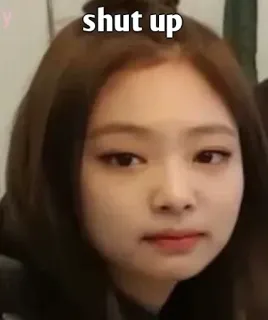 👀 shut up faccia, ritratto, testo, meme, donna telegram sticker