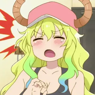 💈 Lucoa Miss Kobayashi's Dragon Maid anime, dragón, cuernos, lindo, kawaii, chica telegram sticker