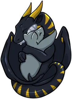 💕 dragón, gato, abrazo, amistad, dibujos animados, fantasía whatsapp sticker
