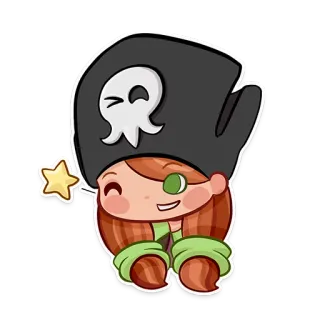 😉 pirat, mädchen, süß, cartoon, figur, aufkleber whatsapp sticker
