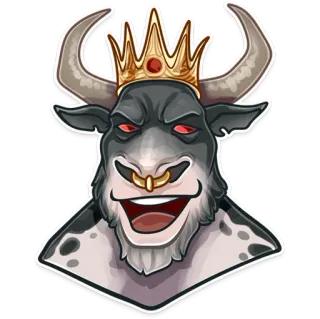 😏 toro, corona, animale, adesivo, cartone animato telegram sticker