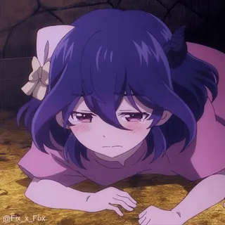 😭 アニメ, 女の子, 悲しい, 紫髪 whatsapp sticker