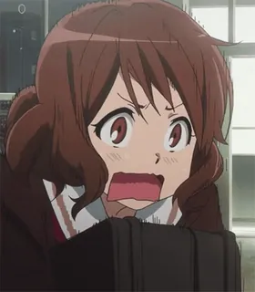 😖 anime, dziewczyna, zszokowana, zaskoczona, wyraz twarzy, kobieta, animowana telegram sticker