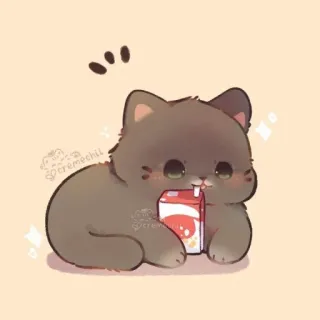 🐱 chat, mignon, autocollant, animal, boisson, brique de jus, kawaii telegram sticker