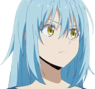 😠 Rimuru Tempest That Time I Got Reincarnated as a Slime 애니메이션, 만화, 판타지, 이세계, 슬라임, 파란 머리, 귀여운 telegram sticker