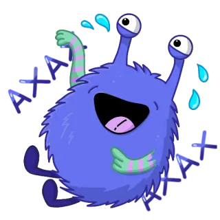 😂 怪物, 紫色, 卡通, 笑, 眼泪 telegram sticker