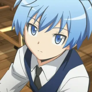 🌀 Nagisa Shiota Assassination Classroom Anime, Mangá, Menino, Personagem, Nagisa, Cabelo azul, Assassination Classroom whatsapp sticker