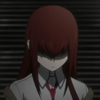⚙️ Kurisu Makise Steins;Gate Anime, Garota, Cientista, Jaleco, Séria, Cabelo Ruivo whatsapp sticker