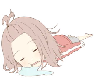 🤤 Anime, Triste, Piangendo, Esaurito, Sdraiato, Chibi telegram sticker