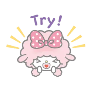 😄 Try! милый, каваий, персонаж, позитивный, воодушевлять whatsapp sticker