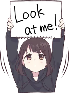 😚 Look at me! anime, girl, cute, sign, look telegram sticker