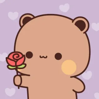 🦋 Bär, süß, Cartoon, Rose, Tier, Kawaii, Sticker telegram sticker
