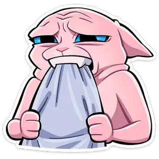 😰 cartoon, animal, pink, cat, meme, creature telegram sticker